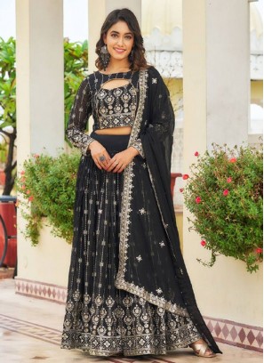 Perfect Embroidered Black Readymade Lehenga Choli