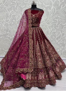 Perfervid Maroon and Rani Wedding Trendy Lehenga Choli