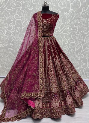 Perfervid Maroon and Rani Wedding Trendy Lehenga Choli