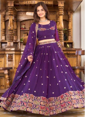 Perfervid Violet Faux Georgette Readymade Lehenga Choli