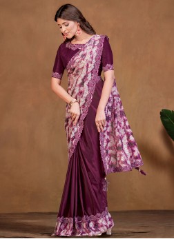 Phenomenal Crepe Silk Wine Trendy Saree