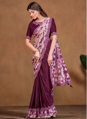 Phenomenal Crepe Silk Wine Trendy Saree