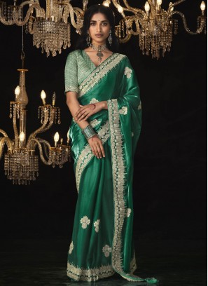 Phenomenal Green Designer Saree