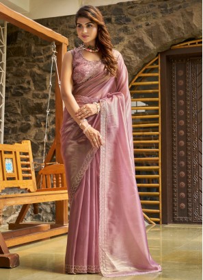 Pink and Purple Color Trendy Saree