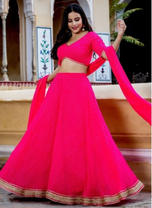 Pink and Rani Georgette Ceremonial Designer Lehenga Choli