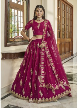 Pink Beautiful Zari And Embroidery Party Wear Lehe