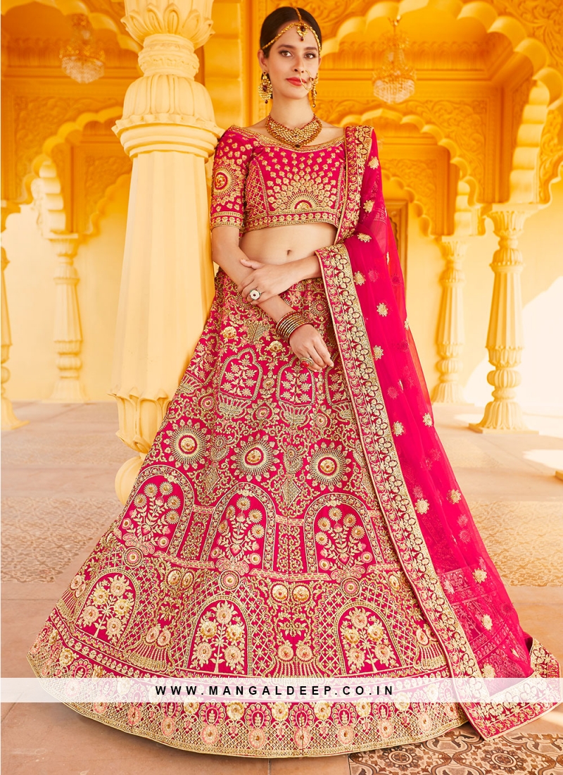 Red Embroidered Bridal Lehenga Choli Latest 1908LG04