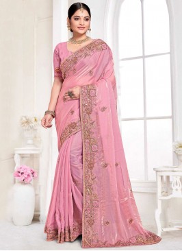 Pink Ceremonial Silk Designer Contemporary Saree