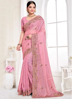 Pink Ceremonial Silk Designer Contemporary Saree