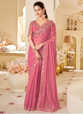 Pink Ceremonial Trendy Saree