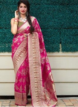 Pink Color Banarasi Silk Party Wear Saree