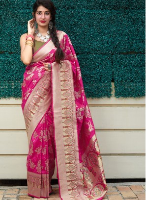 Pink Color Banarasi Silk Party Wear Saree