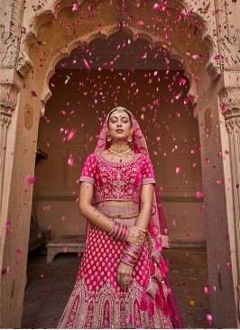 Pink  Color Embroidered, Stone, Mirror Work Lehenga