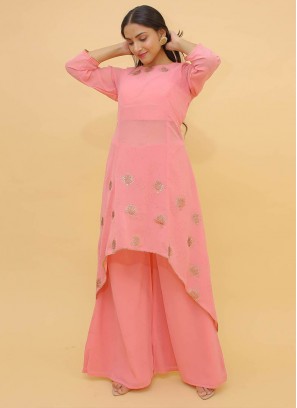 Pink Color georgette Plazzo Dress Readymade