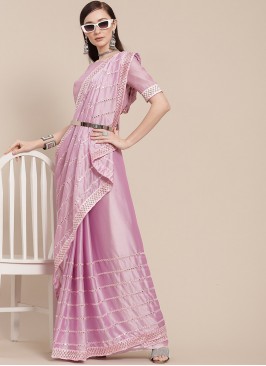 Pink Color Silk Saree With Designer Blouse