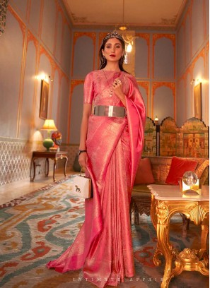 Pink Color Two Tone Weaving Silk Saree