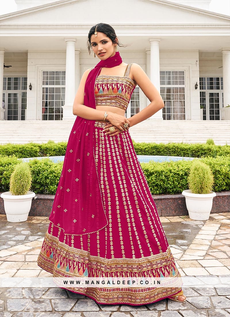 Hot Pink Georgette Lehenga Set For Girls Design by Chhavvi Aggarwal - Kids  at Pernia's Pop Up Shop 2024