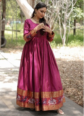 Pink Cotton Ceremonial Trendy Gown