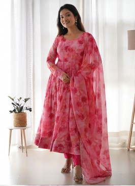 Pink Digital Print Ceremonial Anarkali Salwar Suit