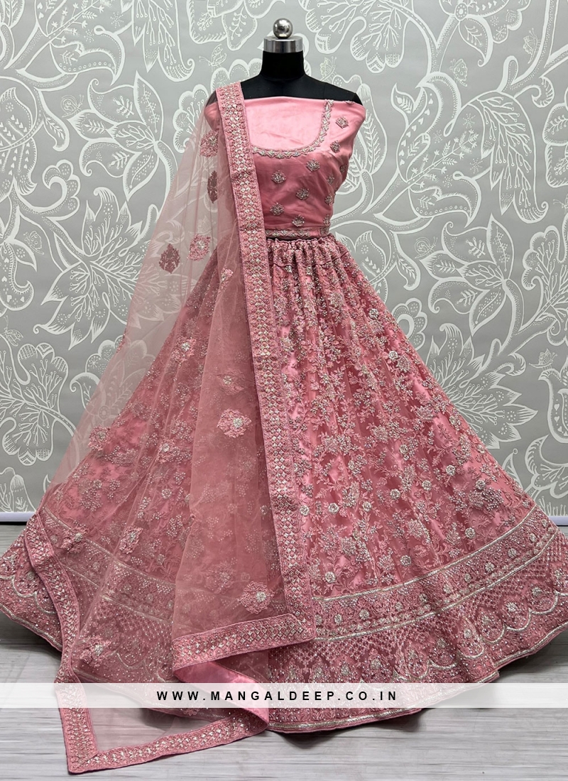 Festal Thread Maroon Net A Line Lehenga Choli