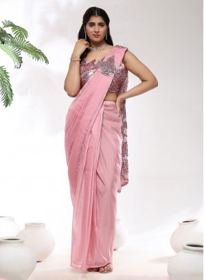 Pink Embroidered Festival Contemporary Saree