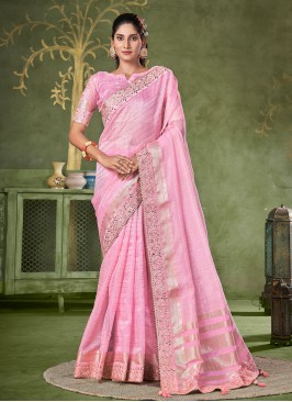 Pink Festival Banarasi Silk Trendy Saree