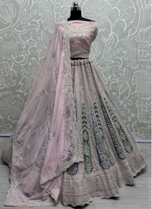 Pink Georgette Sequins Trendy Designer Lehenga Choli