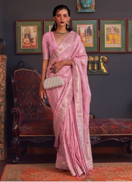 Pink Handloom silk Classic Saree