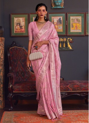 Pink Handloom silk Classic Saree