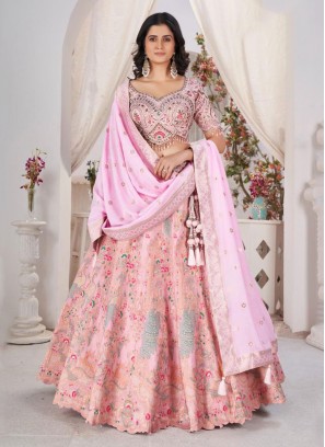 Pink Jacquard Reception Readymade Lehenga Choli