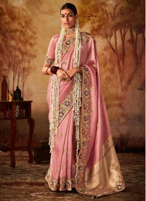 Pink Kanjivaram Silk Weaving Trendy Saree