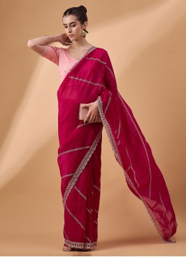 Pink Muslin Classic Saree