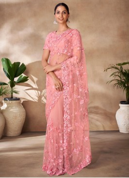 Pink Net Designer Saree