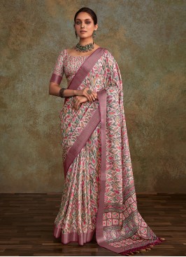 Pink Party Handloom silk Contemporary Saree