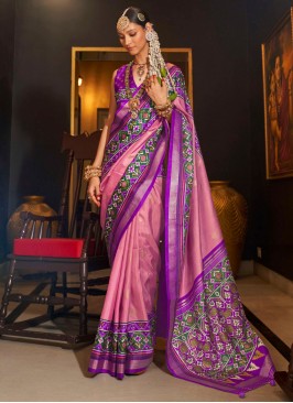 Pink Patola Print Contemporary Saree