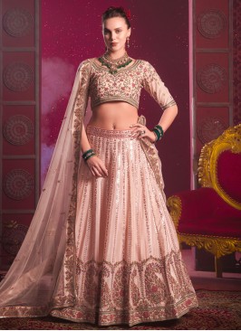 Pink Reception Silk Readymade Lehenga Choli