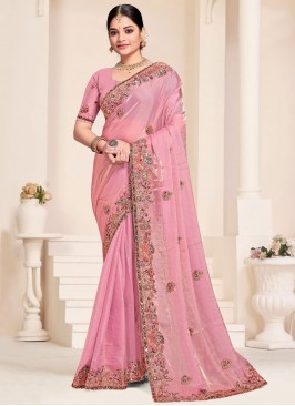 Pink Sequins Ceremonial Contemporary Saree