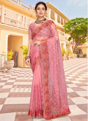 Pink Stone Work Trendy Saree