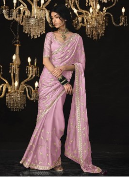 Pink Tissue Traditional Saree