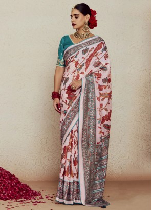 Pink Weaving Brasso Traditional Saree