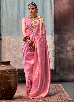 Pink Weaving Ceremonial Saree