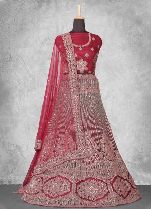 Pink Wedding Velvet Trendy Lehenga Choli
