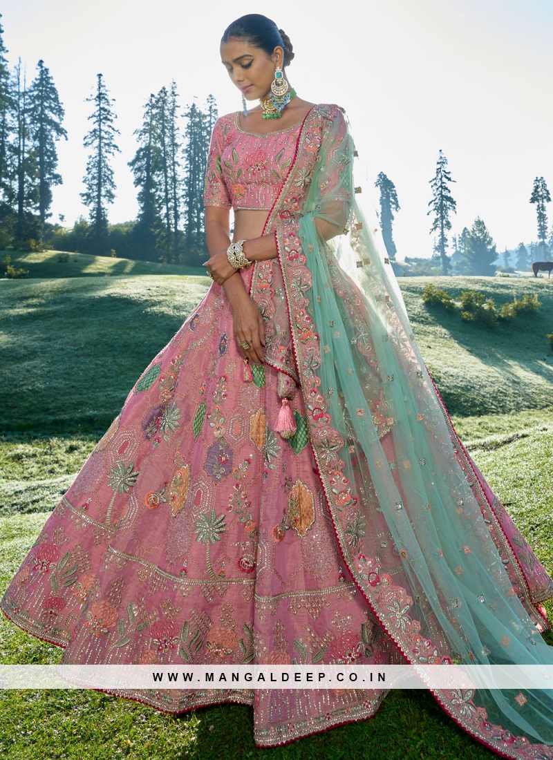 Wedding Function Wear Pink ColorViscose Georgette Lehenga Choli