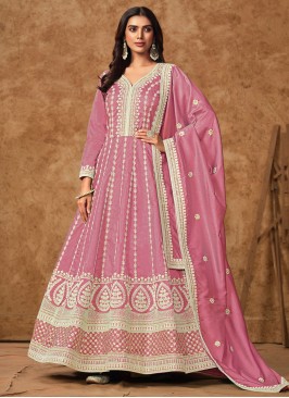 Pink Zari Trendy Gown