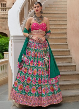 Piquant Green Paisley Print Readymade Lehenga Choli