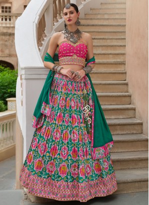 Piquant Green Paisley Print Readymade Lehenga Choli