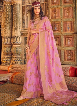 Pleasance Woven Rose Pink Traditional Saree