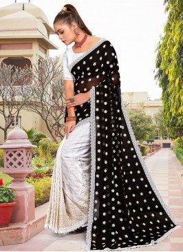 Pleasing Black and White Party Classic Saree