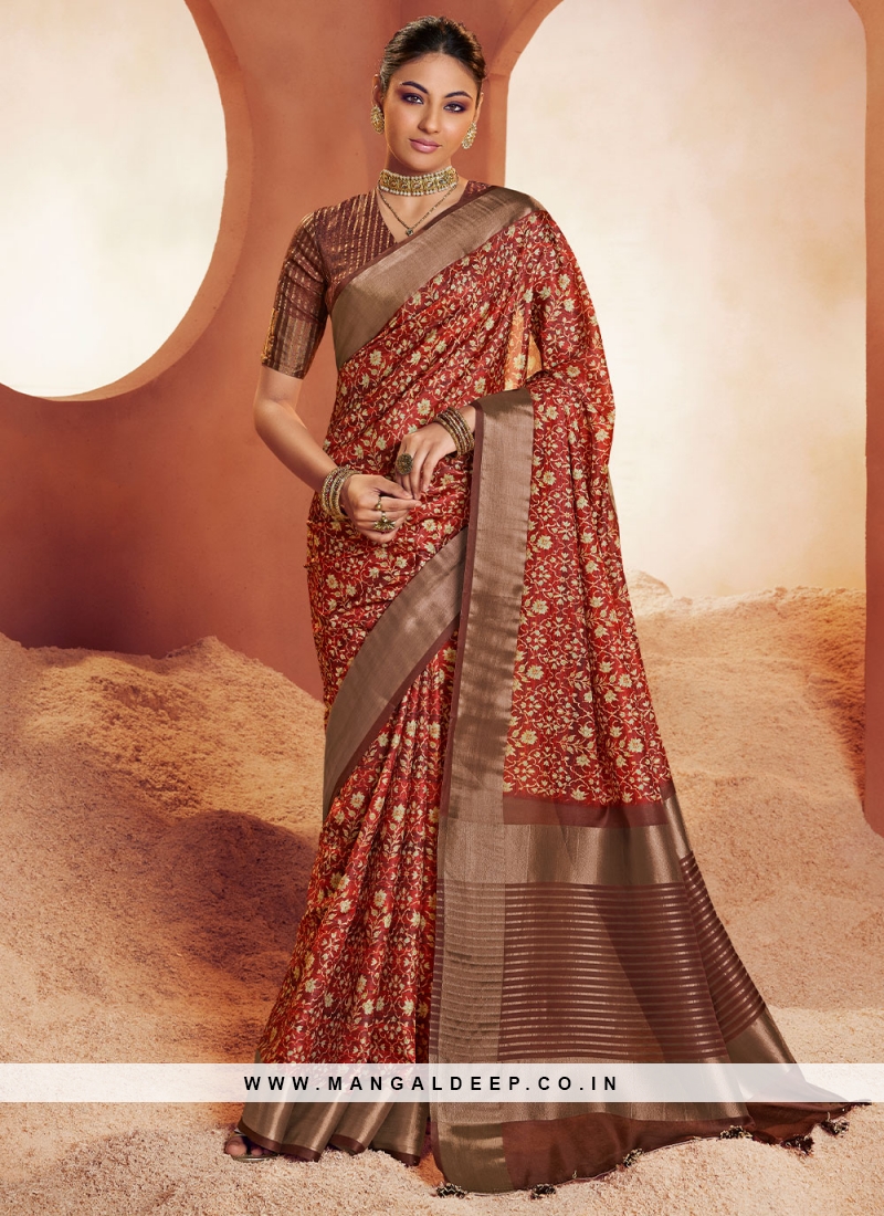 Buy Brown Sarees for Women by Indie Picks Online | Ajio.com