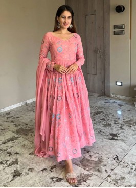 Pleasing Embroidered Party Readymade Anarkali Salw